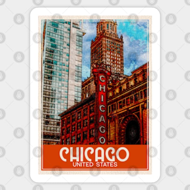 Chicago USA Travel Art Sticker by faagrafica